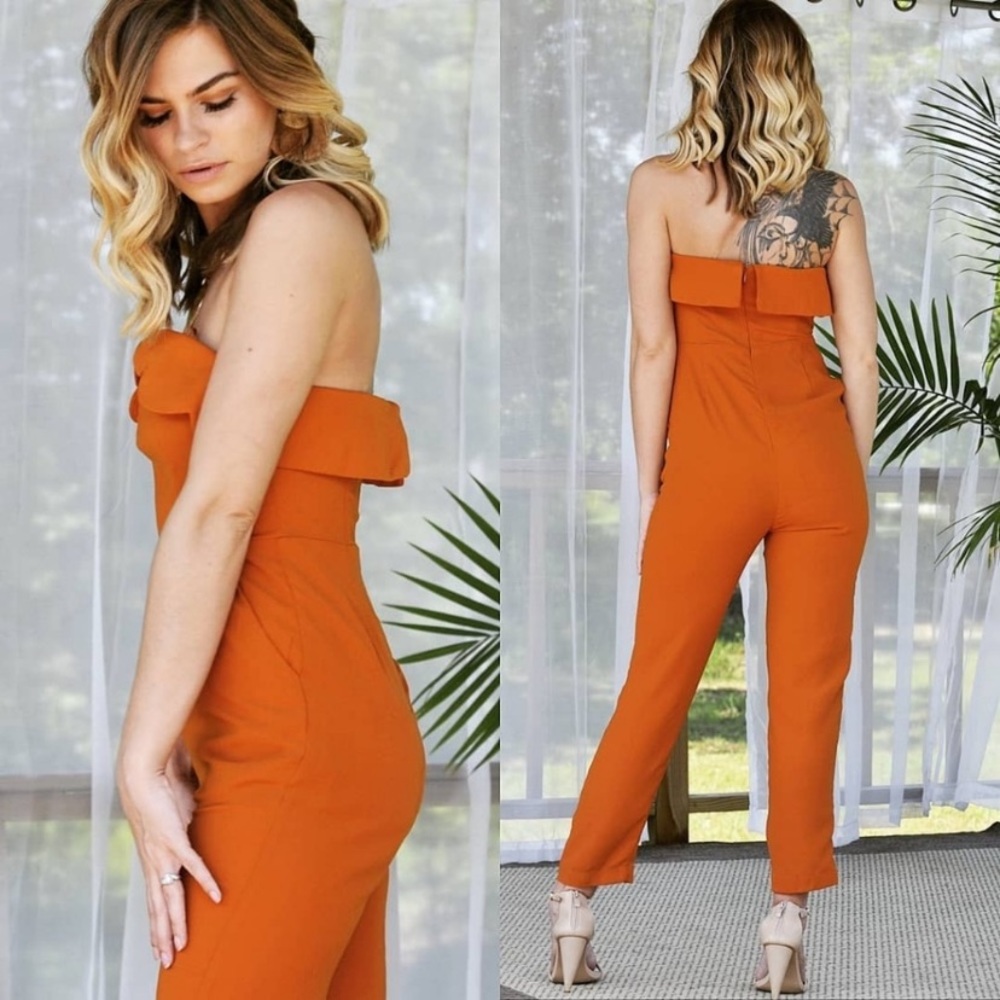 Strapless pencil jumpsuit